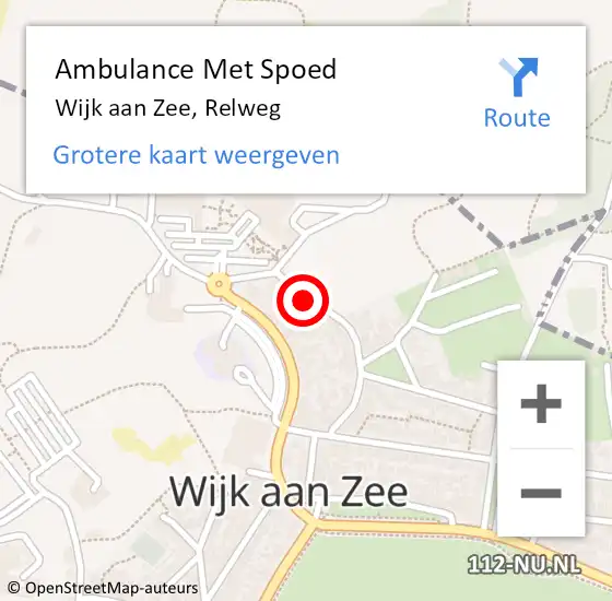 Locatie op kaart van de 112 melding: Ambulance Met Spoed Naar Wijk aan Zee, Relweg op 4 januari 2018 15:39