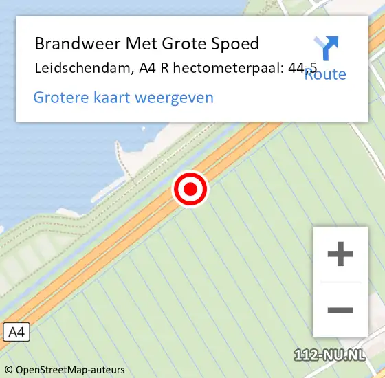 Locatie op kaart van de 112 melding: Brandweer Met Grote Spoed Naar Leidschendam, A4 R hectometerpaal: 44,5 op 4 januari 2018 19:09
