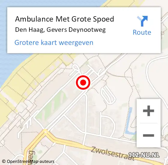 Locatie op kaart van de 112 melding: Ambulance Met Grote Spoed Naar Den Haag, Gevers Deynootweg op 5 januari 2018 00:06