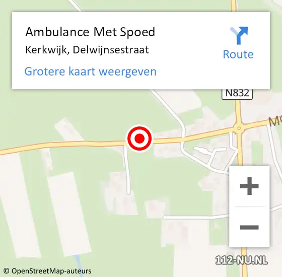 Locatie op kaart van de 112 melding: Ambulance Met Spoed Naar Kerkwijk, Delwijnsestraat op 5 januari 2018 00:36