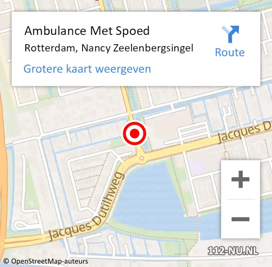 Locatie op kaart van de 112 melding: Ambulance Met Spoed Naar Rotterdam, Nancy Zeelenbergsingel op 5 januari 2018 01:31
