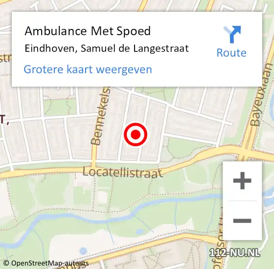 Locatie op kaart van de 112 melding: Ambulance Met Spoed Naar Eindhoven, Samuel de Langestraat op 5 januari 2018 02:58