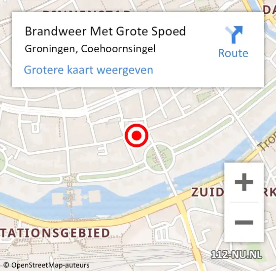 Locatie op kaart van de 112 melding: Brandweer Met Grote Spoed Naar Groningen, Coehoornsingel op 5 januari 2018 08:24
