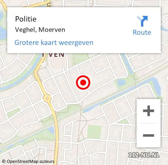 Locatie op kaart van de 112 melding: Politie Veghel, Moerven op 5 januari 2018 14:21
