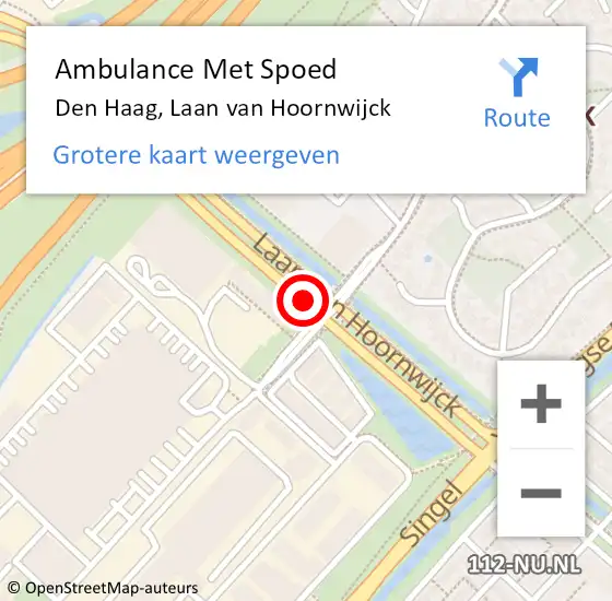 Locatie op kaart van de 112 melding: Ambulance Met Spoed Naar Den Haag, Laan van Hoornwijck op 5 januari 2018 14:33