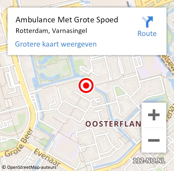 Locatie op kaart van de 112 melding: Ambulance Met Grote Spoed Naar Rotterdam, Varnasingel op 5 januari 2018 16:39