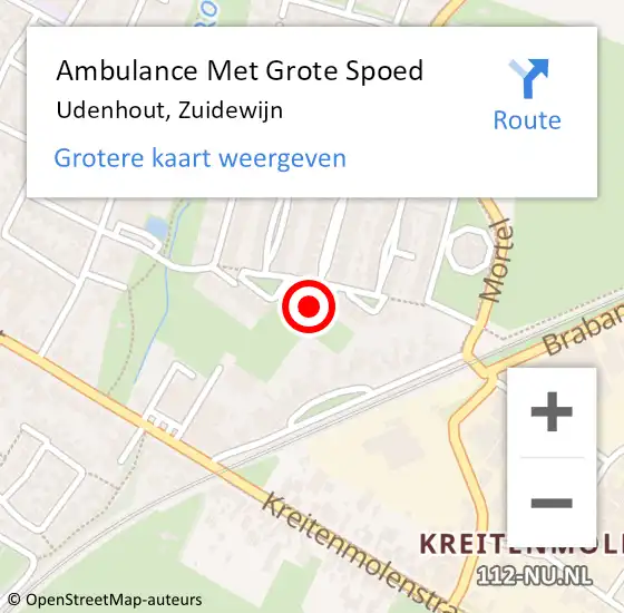 Locatie op kaart van de 112 melding: Ambulance Met Grote Spoed Naar Udenhout, Zuidewijn op 5 januari 2018 20:51