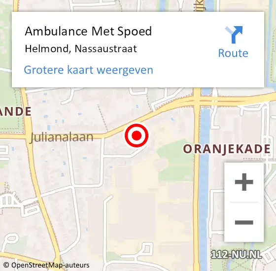 Locatie op kaart van de 112 melding: Ambulance Met Spoed Naar Helmond, Nassaustraat op 5 januari 2018 21:40