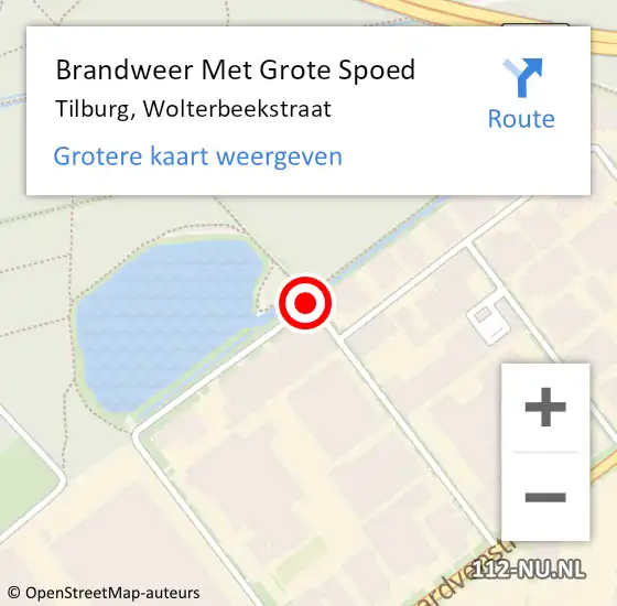 Locatie op kaart van de 112 melding: Brandweer Met Grote Spoed Naar Tilburg, Wolterbeekstraat op 6 januari 2018 00:10