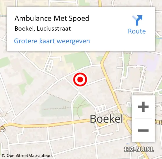 Locatie op kaart van de 112 melding: Ambulance Met Spoed Naar Boekel, Luciusstraat op 6 januari 2018 00:37
