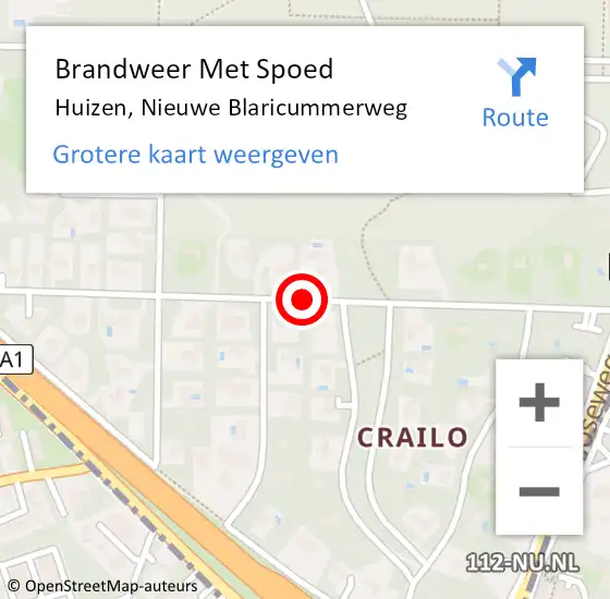 Locatie op kaart van de 112 melding: Brandweer Met Spoed Naar Huizen, Nieuwe Blaricummerweg op 6 januari 2018 10:03