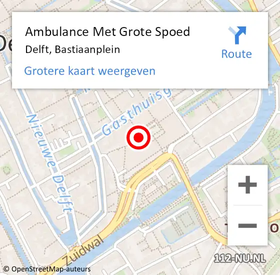 Locatie op kaart van de 112 melding: Ambulance Met Grote Spoed Naar Delft, Bastiaanplein op 6 januari 2018 11:32