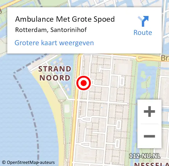 Locatie op kaart van de 112 melding: Ambulance Met Grote Spoed Naar Rotterdam, Santorinihof op 6 januari 2018 18:18