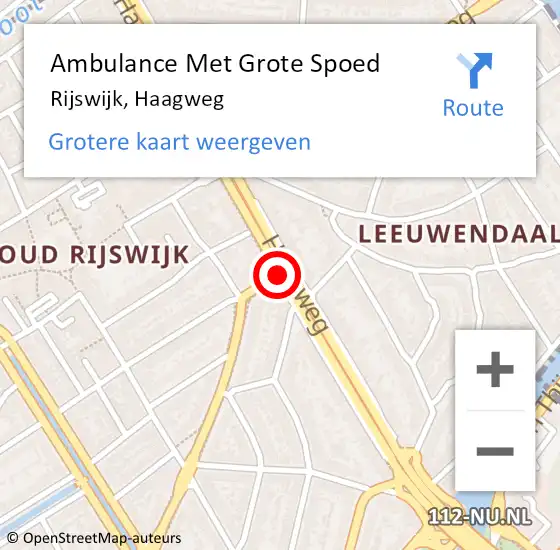 Locatie op kaart van de 112 melding: Ambulance Met Grote Spoed Naar Rijswijk, Haagweg op 6 januari 2018 23:15