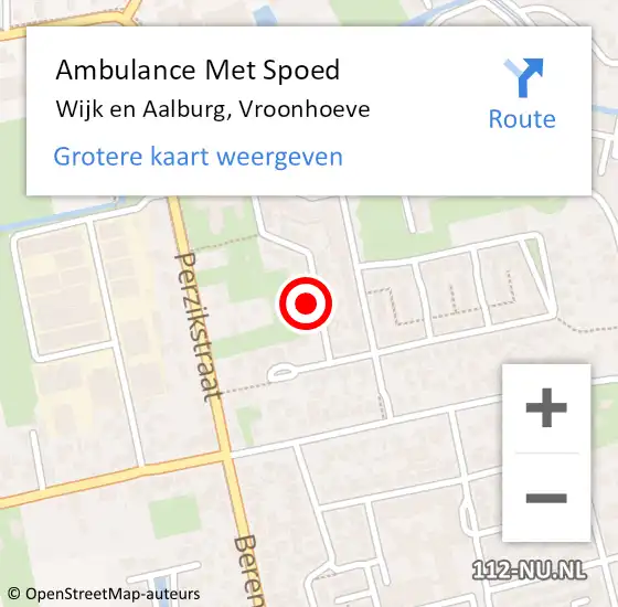 Locatie op kaart van de 112 melding: Ambulance Met Spoed Naar Wijk en Aalburg, Vroonhoeve op 7 januari 2018 00:23