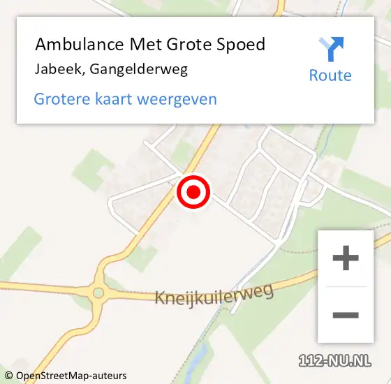 Locatie op kaart van de 112 melding: Ambulance Met Grote Spoed Naar Jabeek, Gangelderweg op 22 september 2013 09:16