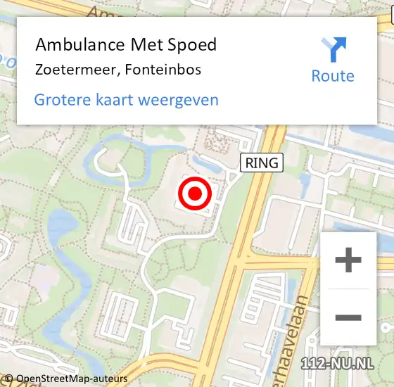 Locatie op kaart van de 112 melding: Ambulance Met Spoed Naar Zoetermeer, Fonteinbos op 7 januari 2018 02:38