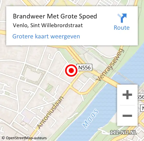 Locatie op kaart van de 112 melding: Brandweer Met Grote Spoed Naar Venlo, Sint Willebrordstraat op 7 januari 2018 03:19