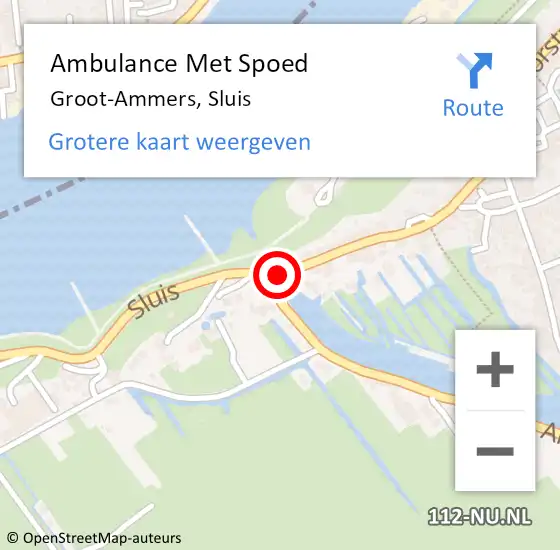 Locatie op kaart van de 112 melding: Ambulance Met Spoed Naar Groot-Ammers, Sluis op 7 januari 2018 07:42