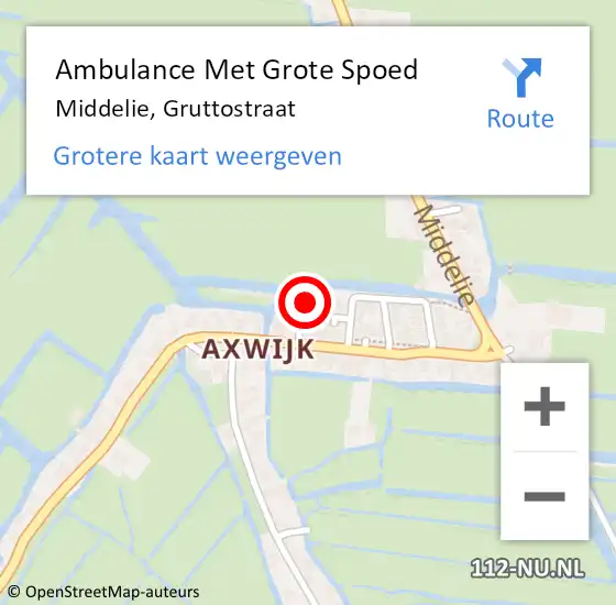 Locatie op kaart van de 112 melding: Ambulance Met Grote Spoed Naar Middelie, Gruttostraat op 7 januari 2018 10:09