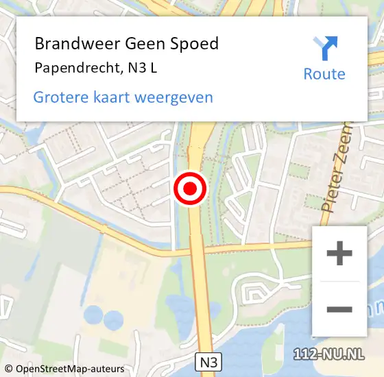 Locatie op kaart van de 112 melding: Brandweer Geen Spoed Naar Papendrecht, N3 L op 7 januari 2018 10:22
