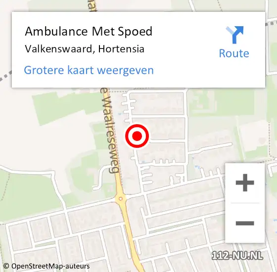 Locatie op kaart van de 112 melding: Ambulance Met Spoed Naar Valkenswaard, Hortensia op 7 januari 2018 15:25