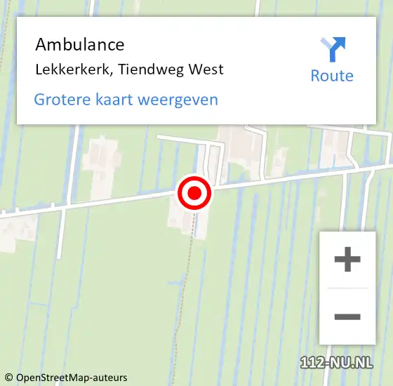 Locatie op kaart van de 112 melding: Ambulance Lekkerkerk, Tiendweg West op 7 januari 2018 16:51