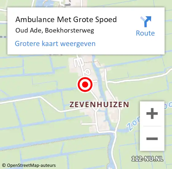 Locatie op kaart van de 112 melding: Ambulance Met Grote Spoed Naar Oud Ade, Boekhorsterweg op 7 januari 2018 22:16