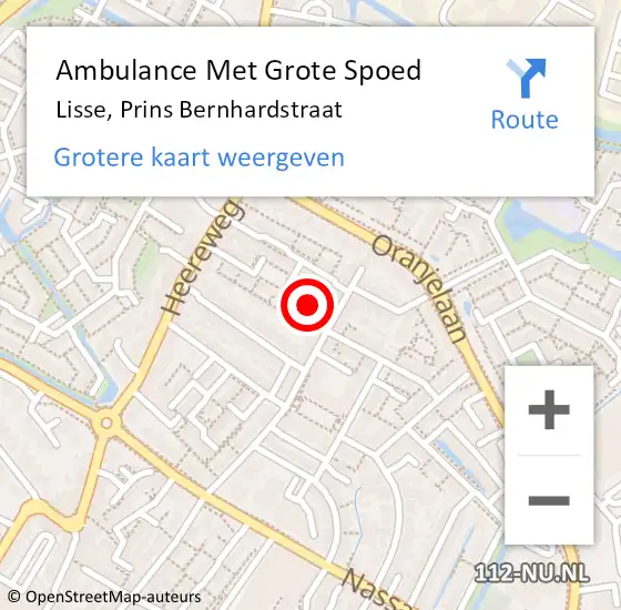 Locatie op kaart van de 112 melding: Ambulance Met Grote Spoed Naar Lisse, Prins Bernhardstraat op 7 januari 2018 23:09