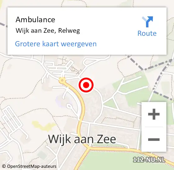Locatie op kaart van de 112 melding: Ambulance Wijk aan Zee, Relweg op 7 januari 2018 23:11
