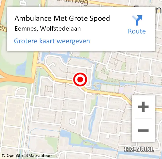 Locatie op kaart van de 112 melding: Ambulance Met Grote Spoed Naar Eemnes, Wolfstedelaan op 8 januari 2018 00:56