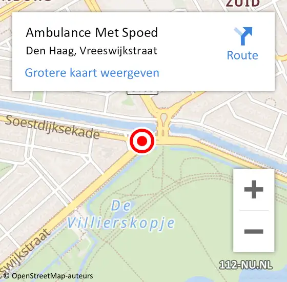 Locatie op kaart van de 112 melding: Ambulance Met Spoed Naar Den Haag, Vreeswijkstraat op 8 januari 2018 06:29