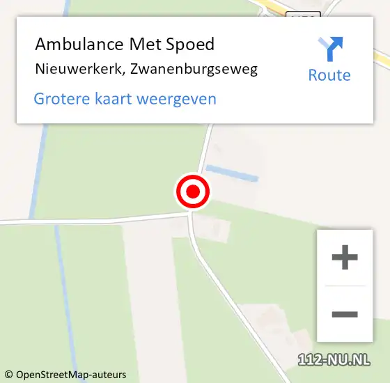 Locatie op kaart van de 112 melding: Ambulance Met Spoed Naar Nieuwerkerk, Zwanenburgseweg op 8 januari 2018 12:12