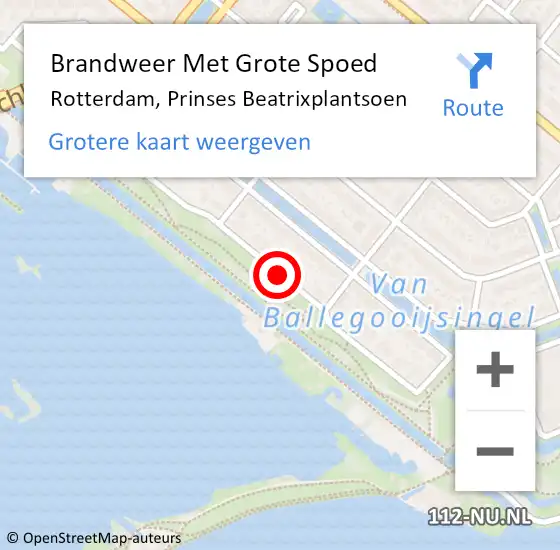 Locatie op kaart van de 112 melding: Brandweer Met Grote Spoed Naar Rotterdam, Prinses Beatrixplantsoen op 8 januari 2018 14:02