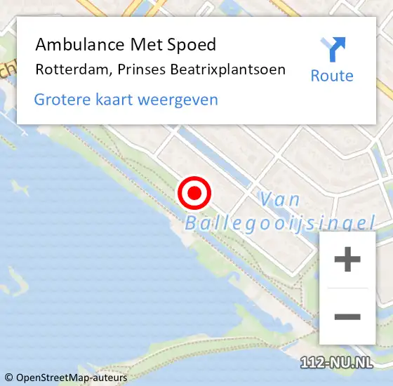 Locatie op kaart van de 112 melding: Ambulance Met Spoed Naar Rotterdam, Prinses Beatrixplantsoen op 8 januari 2018 15:08