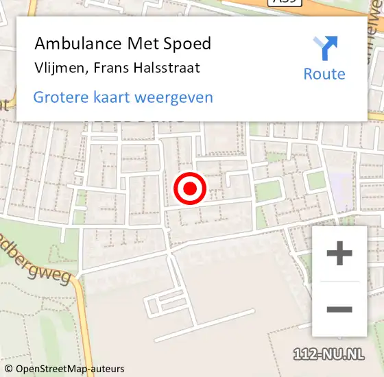 Locatie op kaart van de 112 melding: Ambulance Met Spoed Naar Vlijmen, Frans Halsstraat op 8 januari 2018 17:38