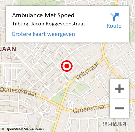 Locatie op kaart van de 112 melding: Ambulance Met Spoed Naar Tilburg, Jacob Roggeveenstraat op 8 januari 2018 18:38