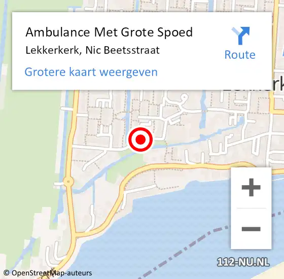 Locatie op kaart van de 112 melding: Ambulance Met Grote Spoed Naar Lekkerkerk, Nic Beetsstraat op 8 januari 2018 21:16
