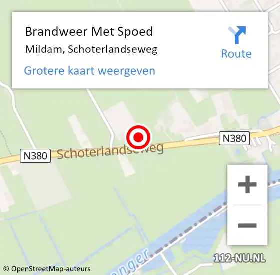 Locatie op kaart van de 112 melding: Brandweer Met Spoed Naar Mildam, Schoterlandseweg op 9 januari 2018 07:28