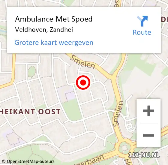Locatie op kaart van de 112 melding: Ambulance Met Spoed Naar Veldhoven, Zandhei op 9 januari 2018 08:19