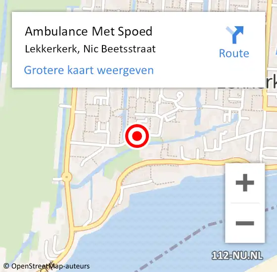 Locatie op kaart van de 112 melding: Ambulance Met Spoed Naar Lekkerkerk, Nic Beetsstraat op 9 januari 2018 08:55