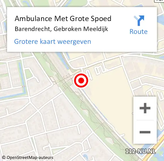 Locatie op kaart van de 112 melding: Ambulance Met Grote Spoed Naar Barendrecht, Gebroken Meeldijk op 9 januari 2018 10:40