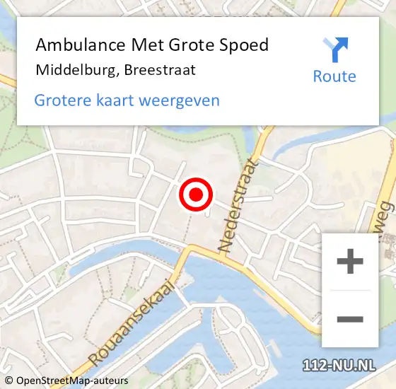 Locatie op kaart van de 112 melding: Ambulance Met Grote Spoed Naar Middelburg, Breestraat op 9 januari 2018 11:20