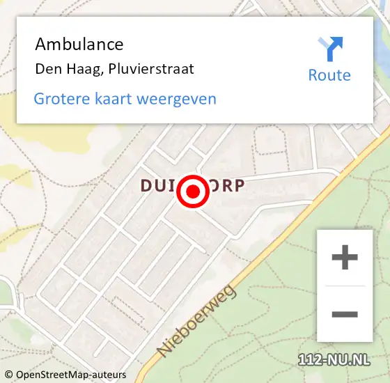 Locatie op kaart van de 112 melding: Ambulance Den Haag, Pluvierstraat op 9 januari 2018 13:30