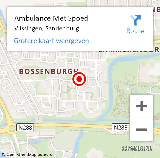 Locatie op kaart van de 112 melding: Ambulance Met Spoed Naar Vlissingen, Sandenburg op 9 januari 2018 15:37