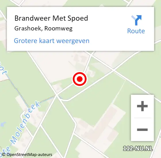 Locatie op kaart van de 112 melding: Brandweer Met Spoed Naar Grashoek, Roomweg op 9 januari 2018 19:13