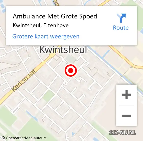 Locatie op kaart van de 112 melding: Ambulance Met Grote Spoed Naar Kwintsheul, Elzenhove op 9 januari 2018 19:26