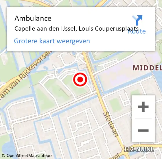 Locatie op kaart van de 112 melding: Ambulance Capelle aan den IJssel, Louis Couperusplaats op 9 januari 2018 20:26