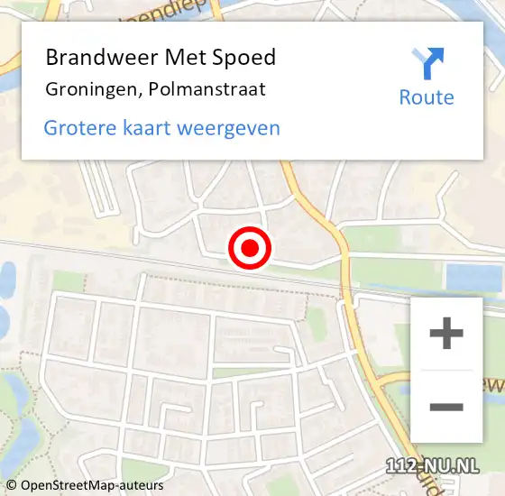 Locatie op kaart van de 112 melding: Brandweer Met Spoed Naar Groningen, Polmanstraat op 9 januari 2018 22:13