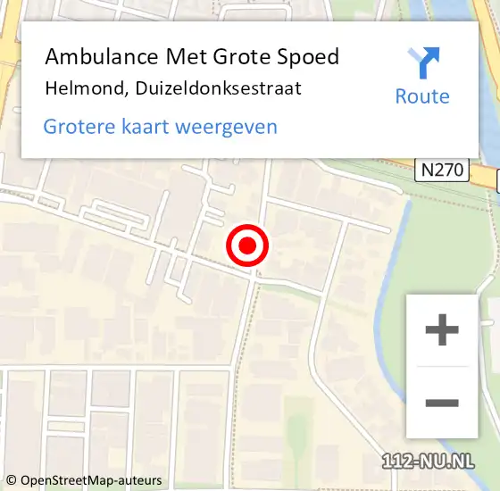 Locatie op kaart van de 112 melding: Ambulance Met Grote Spoed Naar Helmond, Duizeldonksestraat op 10 januari 2018 07:25
